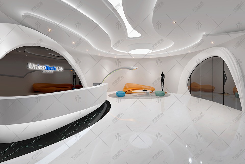 上海聯泰科技辦公室前臺裝修設計效果圖