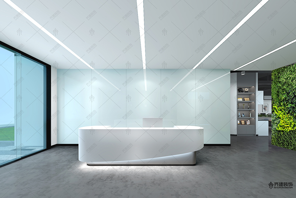 上海汽配研發中心辦公室前臺裝修設計效果圖